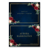 Bourgondië Navy Blush Bloemen Goud Trouwplaats Kaa Kaart (Voorkant)