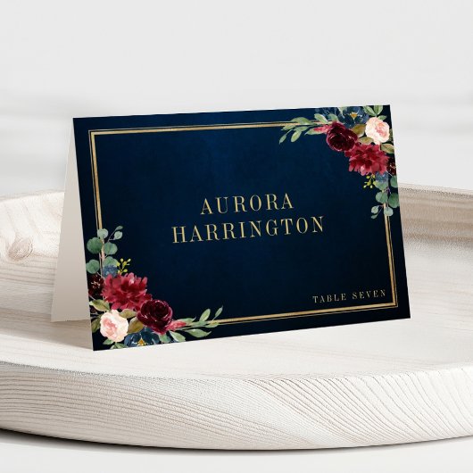 Bourgondië Navy Blush Bloemen Goud Trouwplaats Kaa Kaart