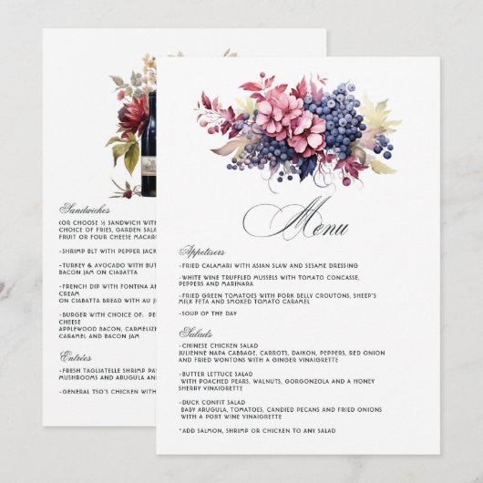 Bourgondië, Navy & Blush Wijnproeverij Bloem Bruil Menu (Voorkant / Achterkant)