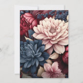 Bourgondië & Navy Floral Wine Boho Vrijgezellenfee Kaart (Achterkant)