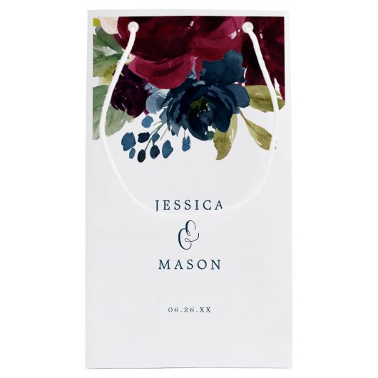 Bourgondië Navy Hotel Trouwcadeau Tas Klein Cadeauzakje (Achterkant)