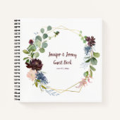 Bourgondië Navy Roze Gouden Geometrisch Gastboek Notitieboek (Voorkant)