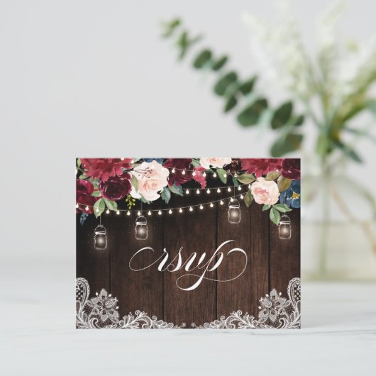 Bourgondië Navy String Licht metselaar pot RSVP Br Briefkaart (Staand voorkant)