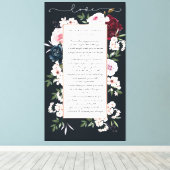 Bourgondië & Navy Waterverf Bloemen bruiloft gelof Canvas Afdruk (Insitu (Houten vloer))