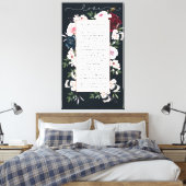 Bourgondië & Navy Waterverf Bloemen bruiloft gelof Canvas Afdruk (Insitu (Slaapkamer))