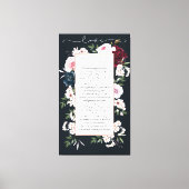 Bourgondië & Navy Waterverf Bloemen bruiloft gelof Canvas Afdruk (Voorkant)