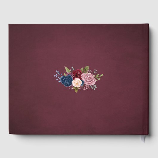 Bourgondië & Navy Waterverf Rozen Gastenboek (Achterkant)