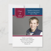 Bourgondië Navy Witte Foto Afstuderen Uitnodiging (Voorkant)