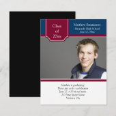 Bourgondië Navy Witte Foto Afstuderen Uitnodiging (Voorkant / Achterkant)