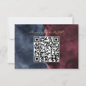 Bourgondië & Navyblauw Aquarel QR Code RSVP (Achterkant)