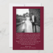 Bourgondië net getrouwd elegante eenvoudige bruilo kaart (Achterkant)