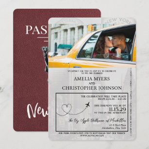 Bourgondië New York Passport Wedding Kaart