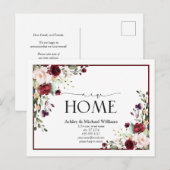 Bourgondië Nieuwe Home Script Verhuisaankondiging Aankondigingskaart (Voorkant / Achterkant)