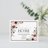 Bourgondië Nieuwe Home Script Verhuisaankondiging Aankondigingskaart (Staand voorkant)