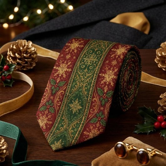 Bourgondië & Olijfgroen Kerstmis Regency Stropdas