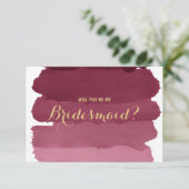 Bourgondië ombre waterverf zijn mijn bruidsmeisje kaart (Staand voorkant)