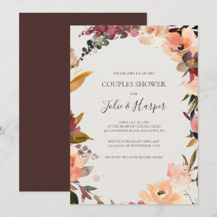 Bourgondië Oranje Bloem Beige Koppel Baby Shower Kaart