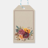 Bourgondië Oranje Bloem Goud Glitter 75e Verjaarda Cadeaulabel (Achterkant)