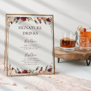 Bourgondië Oranje Bloemendracht Beige Signature Poster
