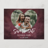 Bourgondië Paar's Foto in Hart Lijst Bruiloft Briefkaart (Voorkant)