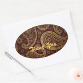  Bourgondië Paisley westerne bruiloft bedankt Ovale Sticker (Envelop)