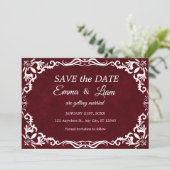 Bourgondië Papel Picado Mexicaanse Bruiloft Save The Date (Staand voorkant)