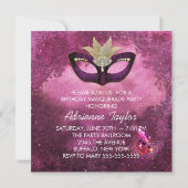 Bourgondië Parel Roze Masquerade Party Uitnodiging (Achterkant)