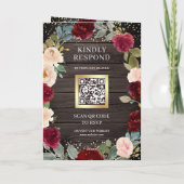 Bourgondië Perzik Bloem Foto QR Code Houten Trouwd (Achterkant)