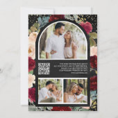 Bourgondië Perzik Bloem Foto Zwarte QR Code Trouwd Save The Date (Achterkant)