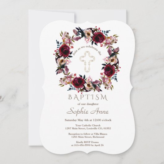 Bourgondië Perzik Marsala Bloemendoop Kaart (Voorkant)