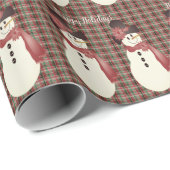 Bourgondië Plaid Met Sneeuwman Cadeaupapier (Rol Hoek)
