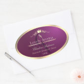 Bourgondië productlabel met gouden randmonogram ovale sticker (Envelop)