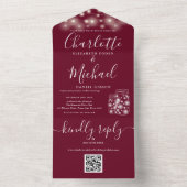 Bourgondië QR Code Metselwerkpotten Slingerlichtje All In One Uitnodiging (Binnen)