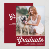 Bourgondië Retro Vet Typografie Foto Afstuderen Aankondiging (Voorkant / Achterkant)