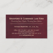 Bourgondië Rode Attorney Law Kantoor Visitekaartje (Voorkant)