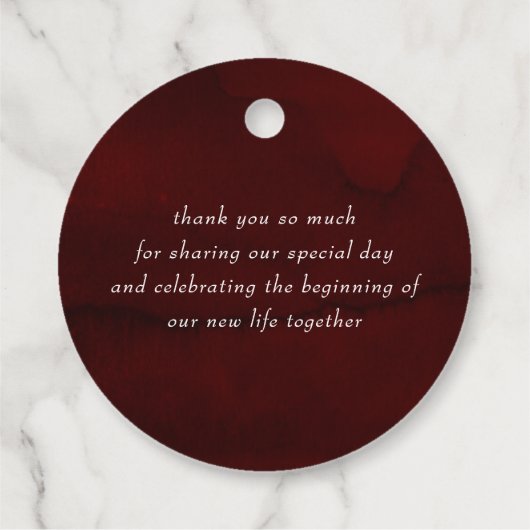 Bourgondië Rode bloemen bruiloft dank u Bedankjes Labels (Achterkant)