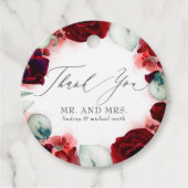 Bourgondië Rode bloemen bruiloft dank u Bedankjes Labels (Voorkant)