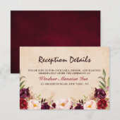 Bourgondië Rode Bloemrijke Rustieke Boho Ontvangst Kaart (Voorkant / Achterkant)