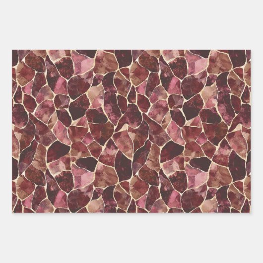 Bourgondië Rode Chic Abstracte Bruiloftsborrel Inpakpapier Vel (Voorkant)