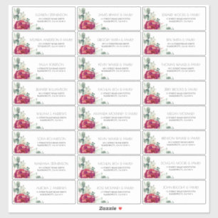 Bourgondië Rode en Blush Gastennamen Adresetikette Sticker