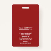 Bourgondië Rode Logo Entry Medewerker Foto-ID Badge (Achterkant)