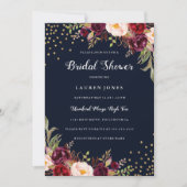 Bourgondië Rode Navy bloemengoud Vrijgezellenfeest Kaart (Voorkant)