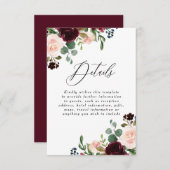 Bourgondië Rode Wijn Blush Trouw Details Ontvangst Informatiekaartje (Voorkant / Achterkant)