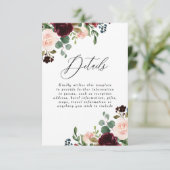 Bourgondië Rode Wijn Blush Trouw Details Ontvangst Informatiekaartje (Staand voorkant)