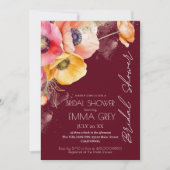 Bourgondië & Rood Aquarel Bloemachtige Bruidsmeisj Kaart (Voorkant)