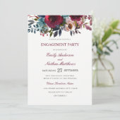 Bourgondie Rood Aquarel Trouw Verlovingsfeest Kaart (Staand voorkant)