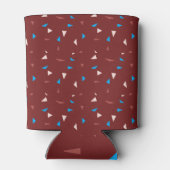 Bourgondië Rood Blauw Abstract Driehoek Vorm Patro Blikjeskoeler (Achterkant)