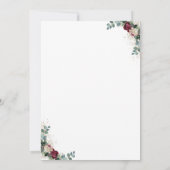 Bourgondië rood bloemengoud glitter afstudeerfeest kaart (Achterkant)