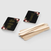 Bourgondië rood bloemenzwart goud bruiloft program handwaaier (Niet-gemonteerd)