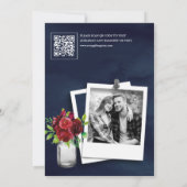 Bourgondie Rood Bloemmotief Marine QR Code Bruidsu Kaart (Achterkant)